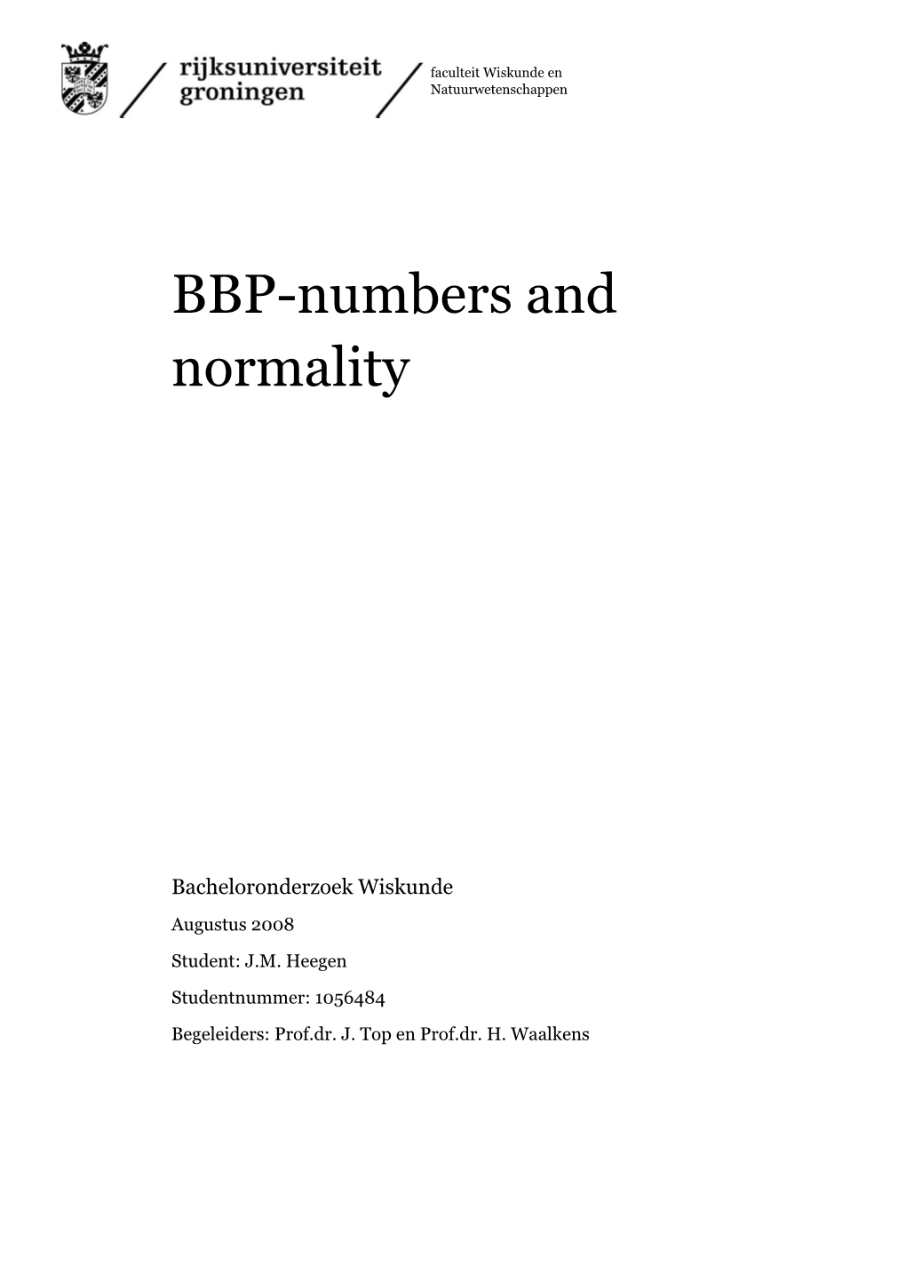 BBP-Numbers and Normality