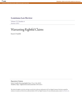 Warranting Rightful Claims Karen E