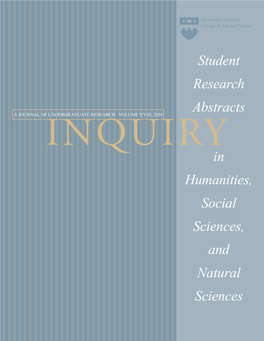 Student Research Abstracts in Humanities, Social Sciences, And