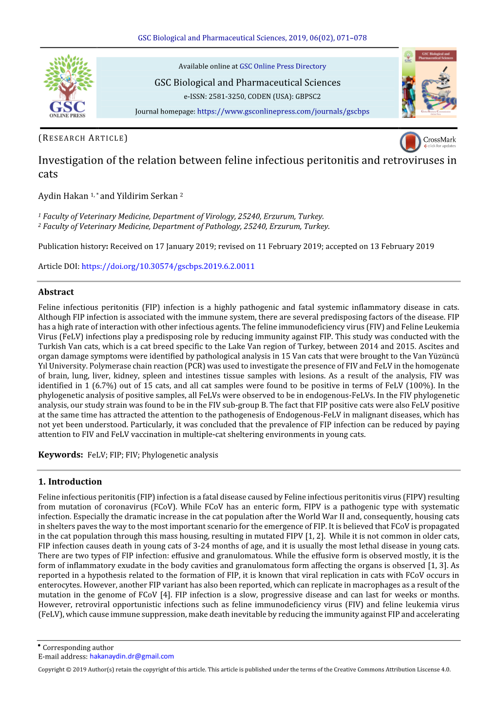 Investigation of the Relation Between Feline Infectious Peritonitis and Retroviruses in Cats