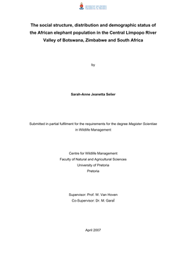 The Social Structure, Distribution and Demographic Status of the African