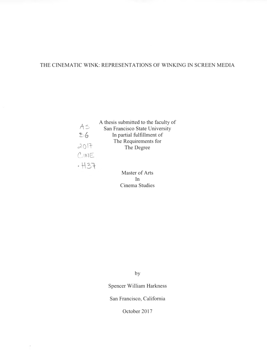 The Cinematic Wink: Representations of Winking in Screen Media