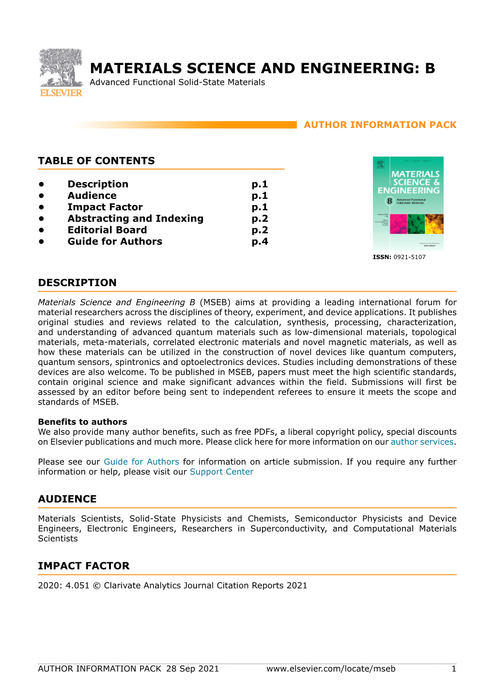 MATERIALS SCIENCE And ENGINEERING: B Advanced Functional Solid-State ...