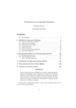 A Tutorial on Countable Ordinals