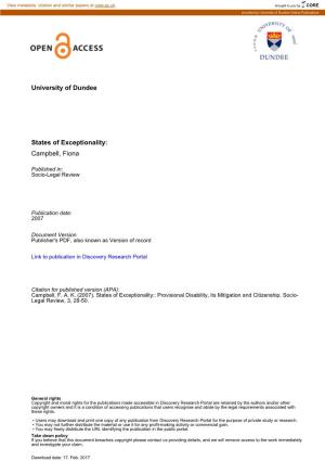 University of Dundee States of Exceptionality
