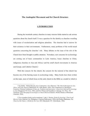 The Anabaptist Movement and Its Church Structure
