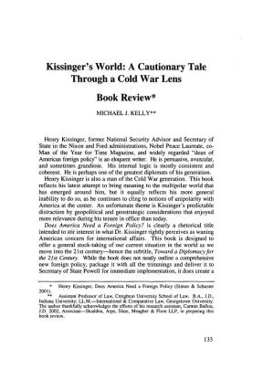 Kissinger's World: a Cautionary Tale Through a Cold War Lens Book Review*