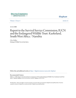 Report to the Survival Service Commission, IUCN and The