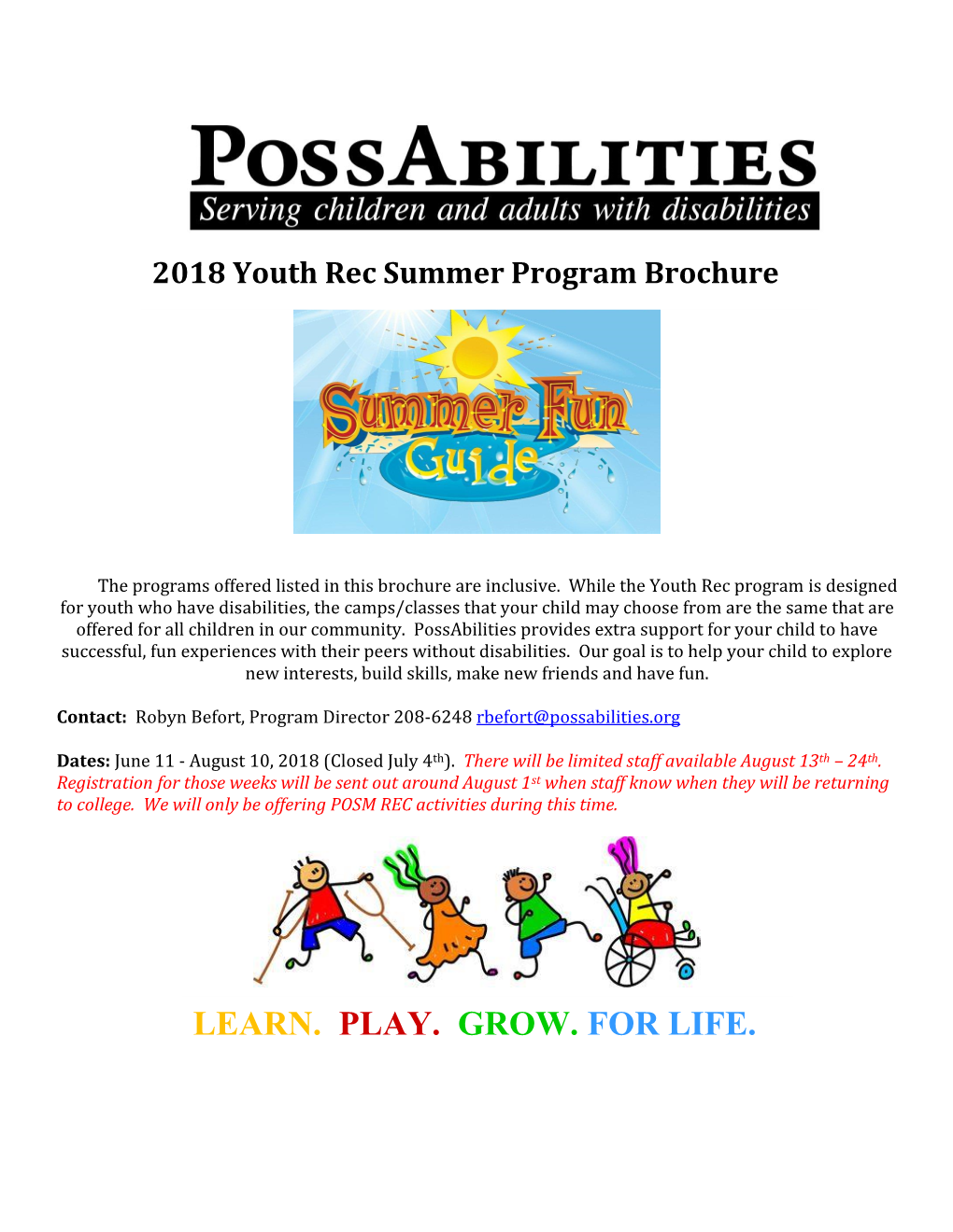 Possabilities Summer Youth Recreation Program