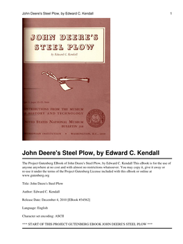 John Deere's Steel Plow, by Edward C. Kendall 1