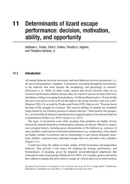 11 Determinants of Lizard Escape Performance: Decision, Motivation, Ability, and Opportunity
