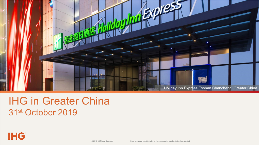 IHG in Greater China 31St October 2019