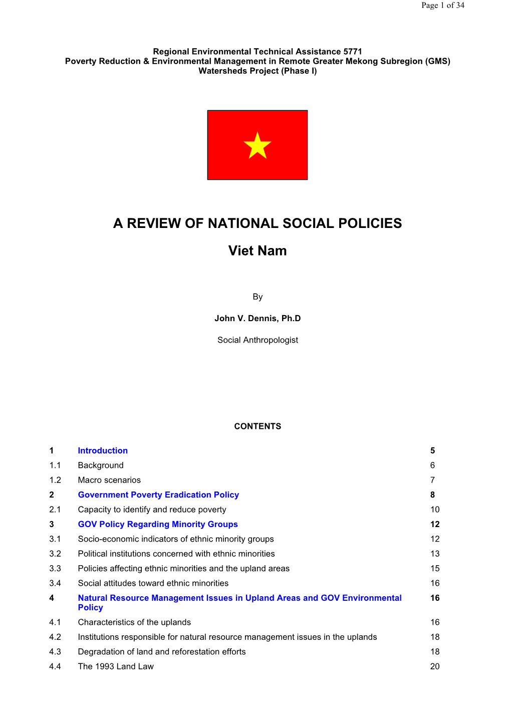 A REVIEW of NATIONAL SOCIAL POLICIES Viet Nam