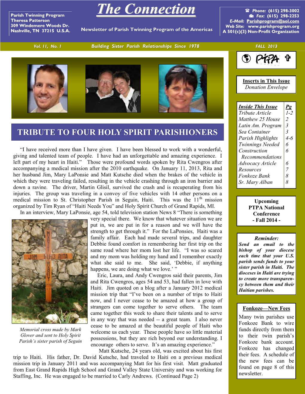 Connection Newsletter – Fall 2013
