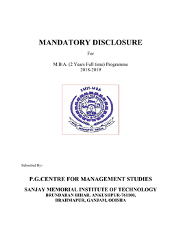 Mandatory Disclosure 2018- 19