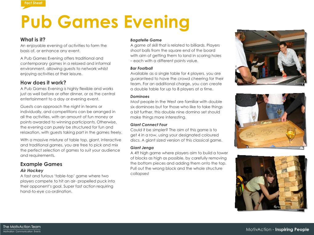 Pub Games Evening