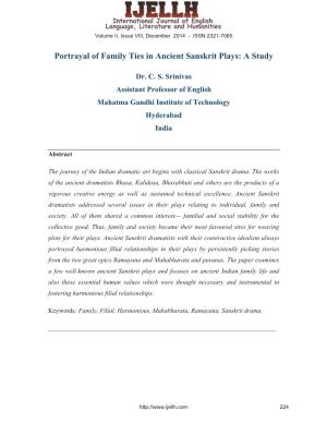 Portrayal of Family Ties in Ancient Sanskrit Plays: a Study