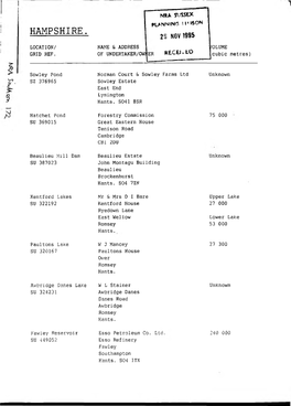 Hampshire. 23 Nov 1995