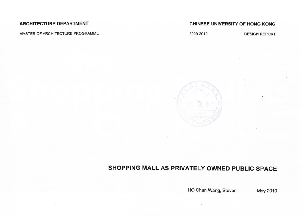 Shopping Mall As Privately Owned Public Space