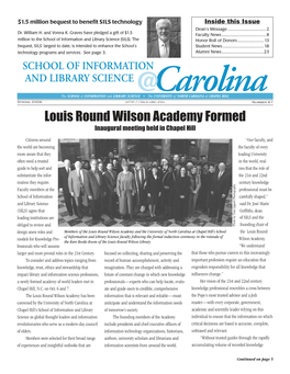 Louis Round Wilson Academy Formed Inaugural Meeting Held in Chapel Hill