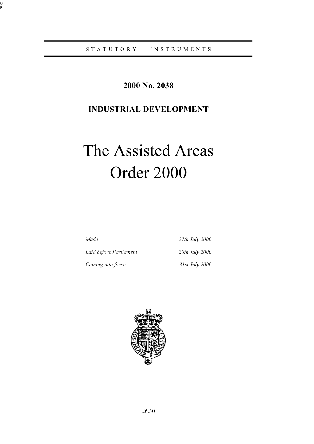The Assisted Areas Order 2000