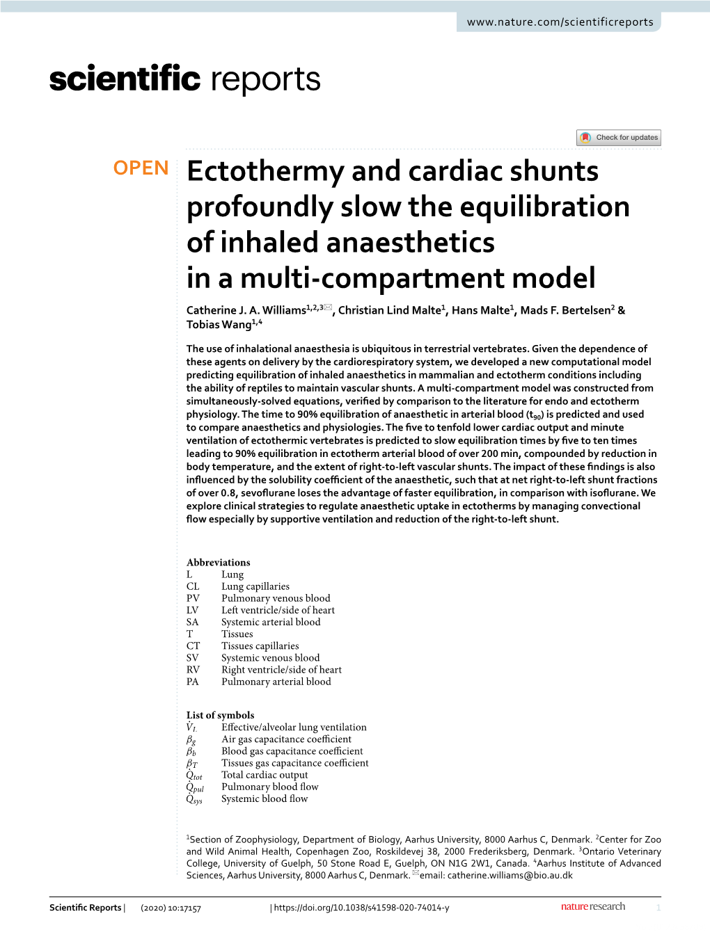 Ectothermy and Cardiac Shunts Profoundly Slow the Equilibration of Inhaled Anaesthetics in a Multi-Compartment Model