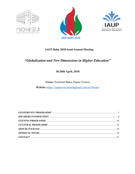 “Globalization and New Dimensions in Higher Education”
