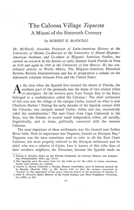 The Caloosa Village Tequesta: a Miami of the Sixteenth Century