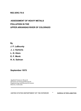 Rec-Erc-75-5 Assessment of Heavy Metals Pollution In