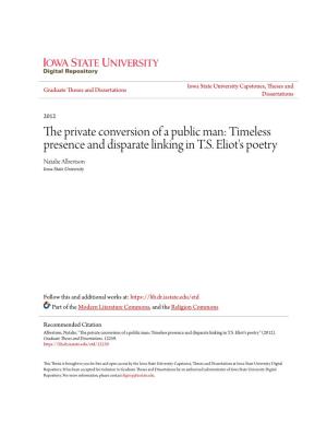 Timeless Presence and Disparate Linking in TS Eliot's Poetry