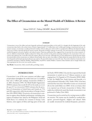 The Effect of Circumcision on the Mental Health of Children: a Review •