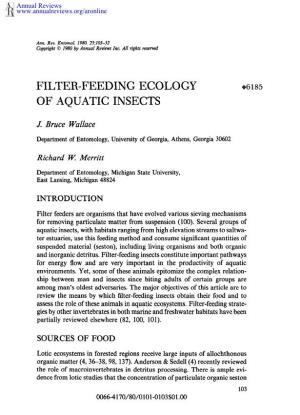 Filter-Feeding Ecology of Aquatic Insects