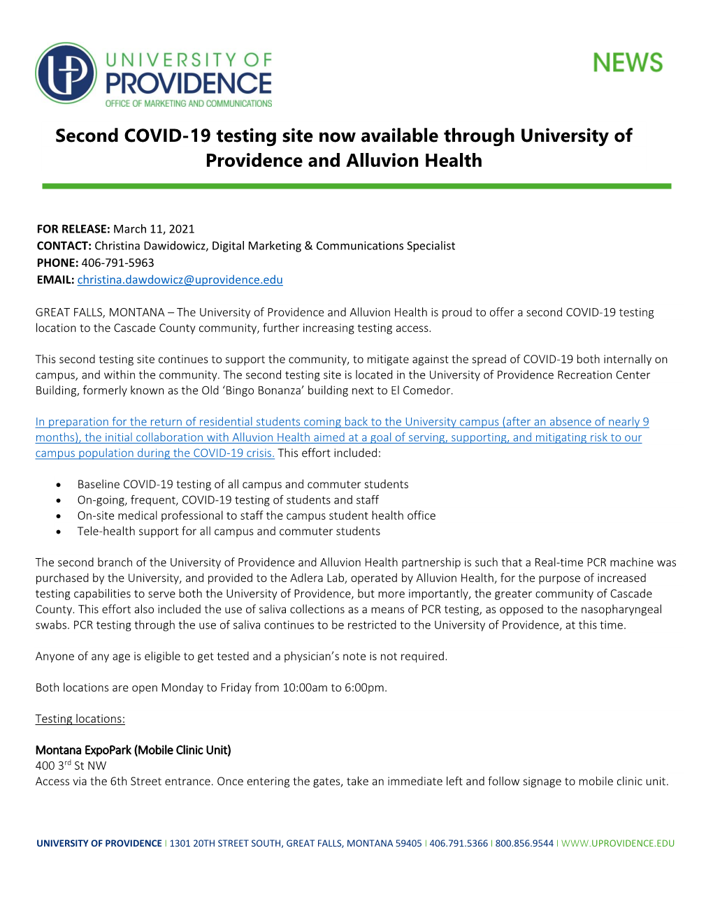 Second COVID-19 Testing Site Now Available Through University Of