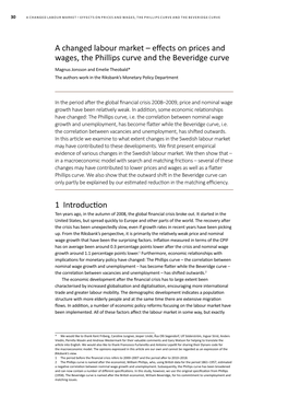 A Changed Labour Market – Effects on Prices and Wages, the Phillips Curve and the Beveridge Curve