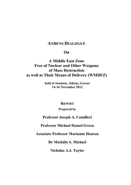 Athens Dialogue on a Middle East WMD and Delivery Vehicle Free Zone
