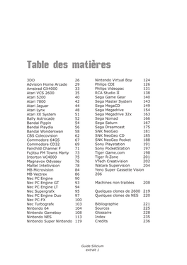 Table Des Matières