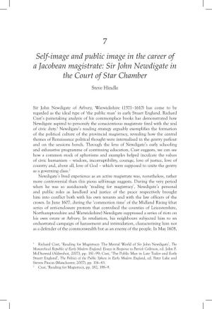 7 Self-Image and Public Image in the Career of a Jacobean Magistrate: Sir John Newdigate in the Court of Star Chamber Steve Hindle