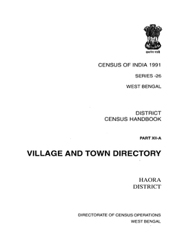 District Census Handbook, Haora Village and Town Directory, Haora