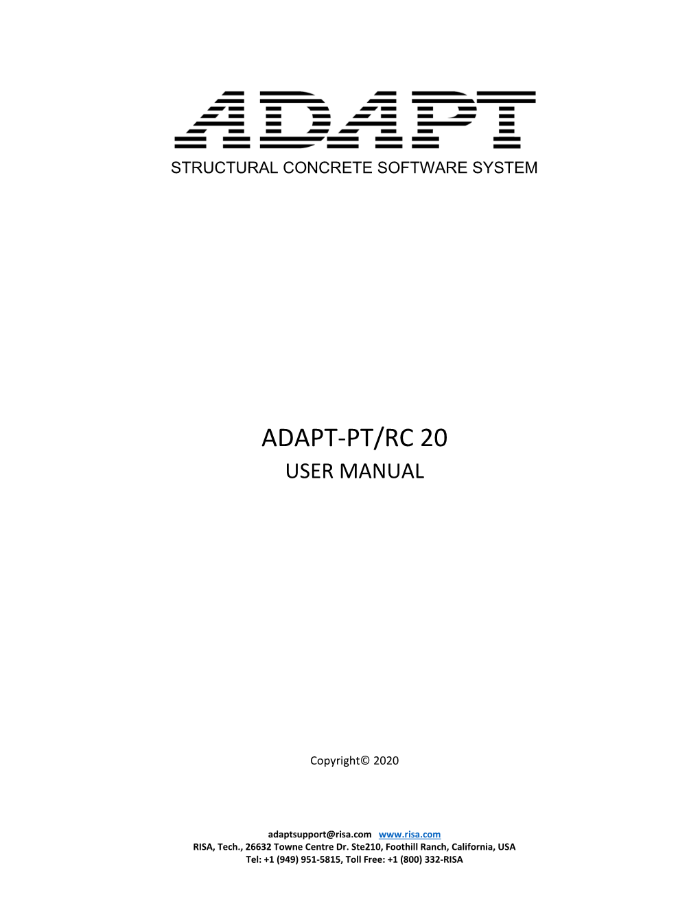 Adapt-Pt/Rc 20 User Manual