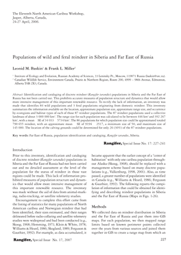 Populations of Wild and Feral Reindeer in Siberia and Far East of Russia