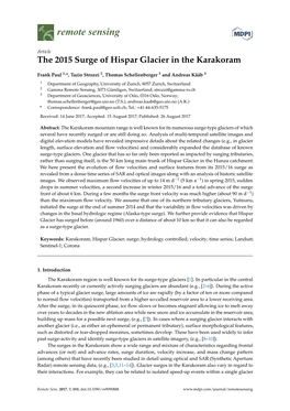 The 2015 Surge of Hispar Glacier in the Karakoram