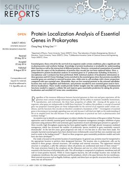 Protein Localization Analysis of Essential Genes in Prokaryotes