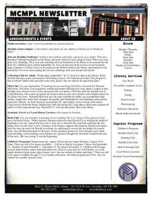 MCMPL NEWSLETTER Mary C