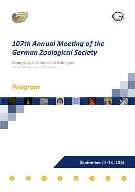 107Th Annual Meeting of the German Zoological Society Program
