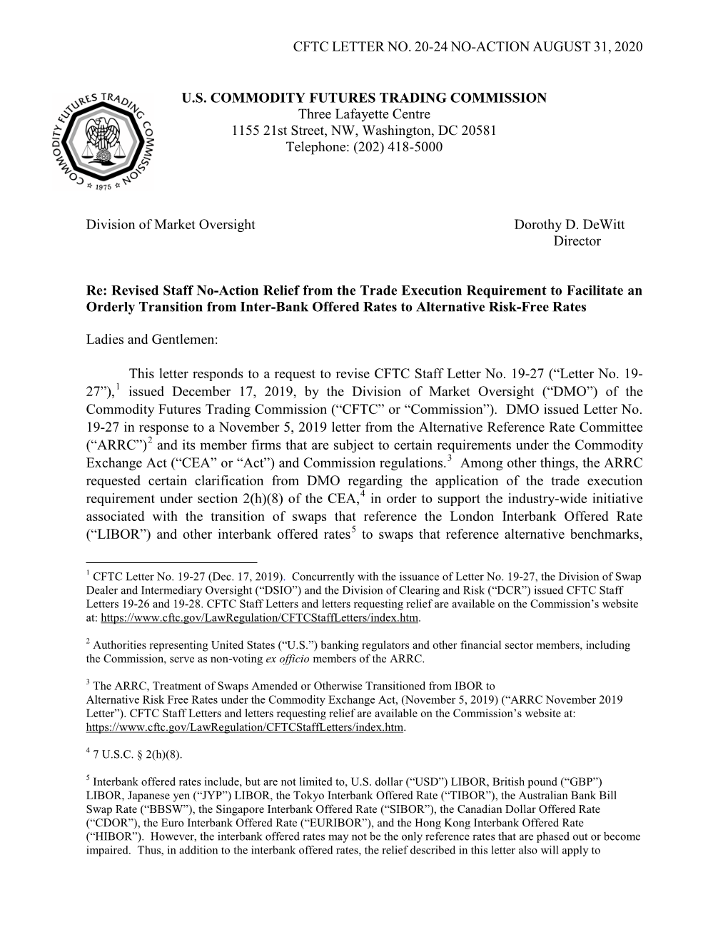CFTC Staff Letter No. 20-24