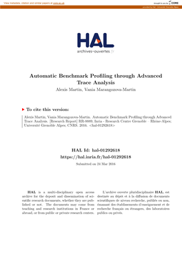 Automatic Benchmark Profiling Through Advanced Trace Analysis