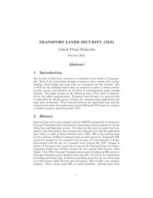 TRANSPORT LAYER SECURITY (TLS) Lokesh Phani Bodavula