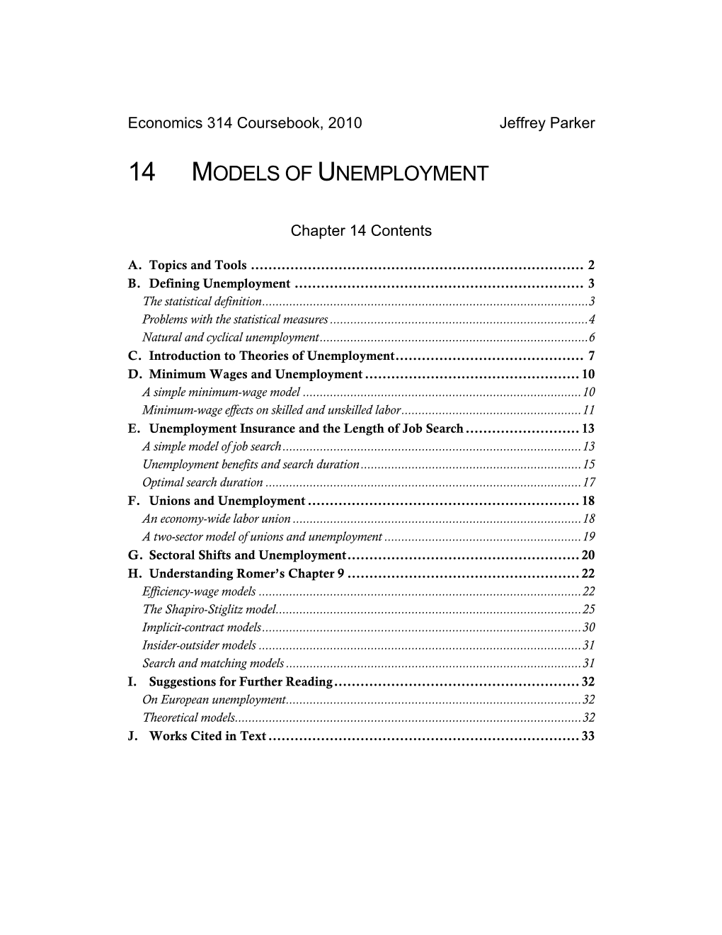 14 Models of Unemployment