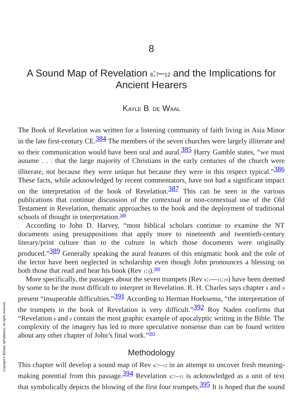 8 a Sound Map of Revelation 8:7–12 and the Implications for Ancient Hearers