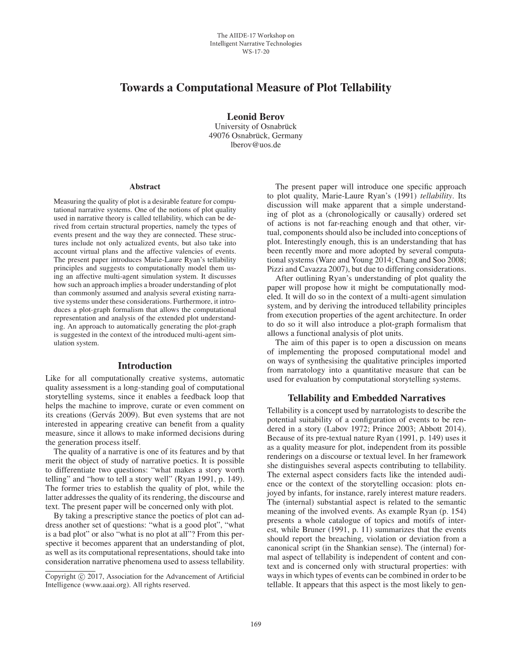 Towards a Computational Measure of Plot Tellability